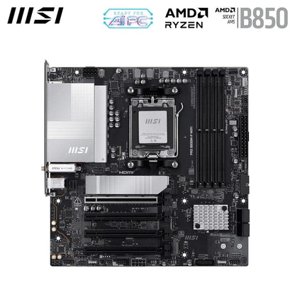 MSI Pro B850M-P WiFi Motherboard, ATX - Compatible con procesadores AMD Ryzen 9000/8000 / 7000, AM5 - DDR5 Memory Boost (8200+ MT/s OC), PCIe 5.0 x16 y 4.0 x16, M.2 Gen5, Wi-Fi 7, 5G LAN