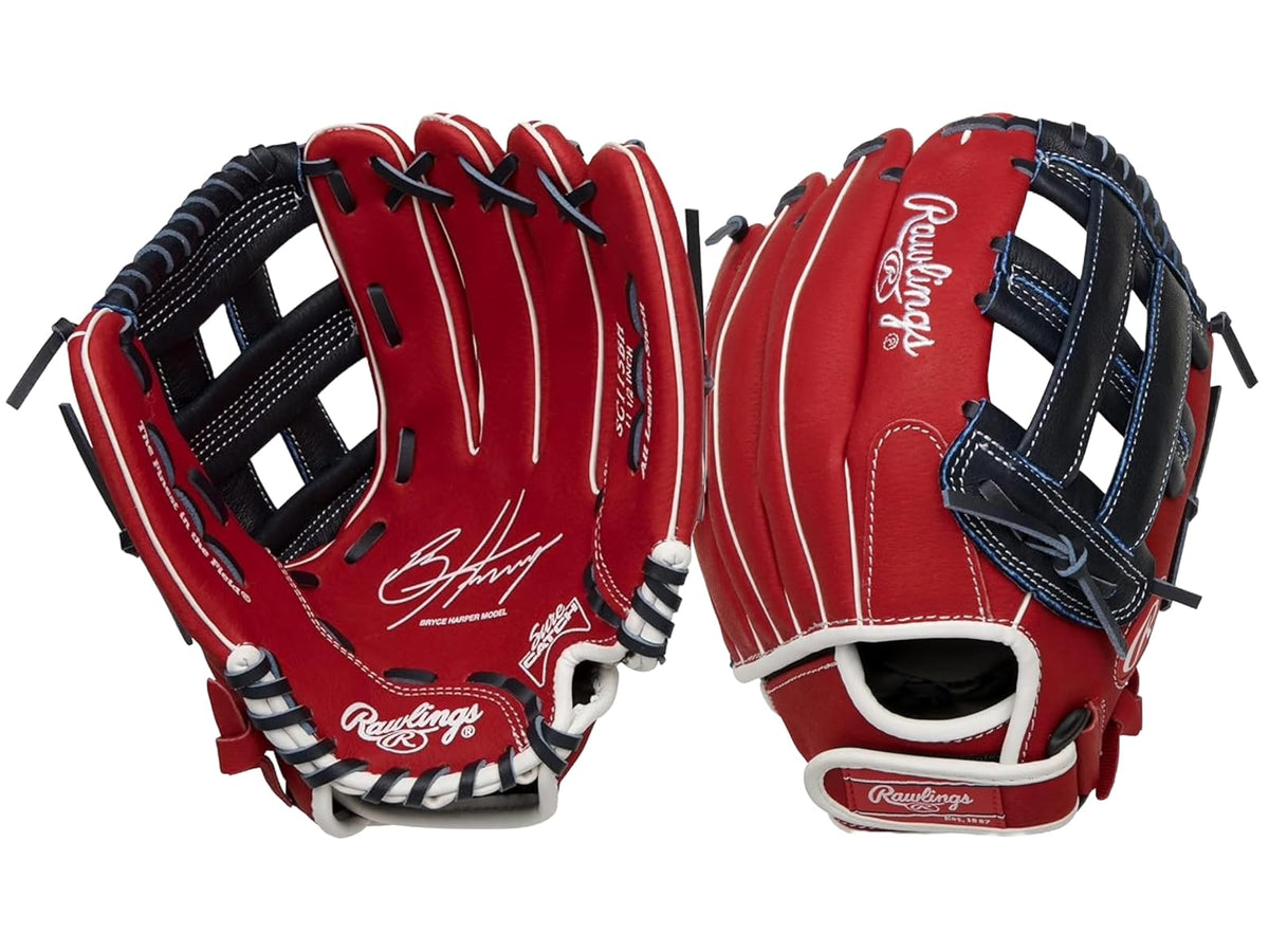 Rawlings Sure Catch Guante de Béisbol T-Ball y Juvenil, 10.5-11.5 pulg - Tiro derecho - 11.5 pulgadas | Edades 8-10 - Modelo Bryce Harper