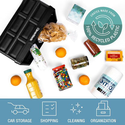 CleverMade - Contenedores plegables de almacenamiento – Paquete de 3 unidades de piedra 32L – Contenedores apilables de gran capacidad – Cajas plegables – Ahorro de espacio para el hogar