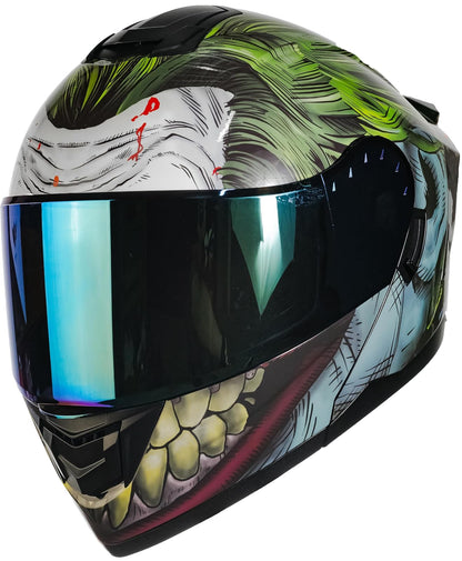KOV Casco Abatible Joker Guasón Moto DC Comics Led + Lentes (M)