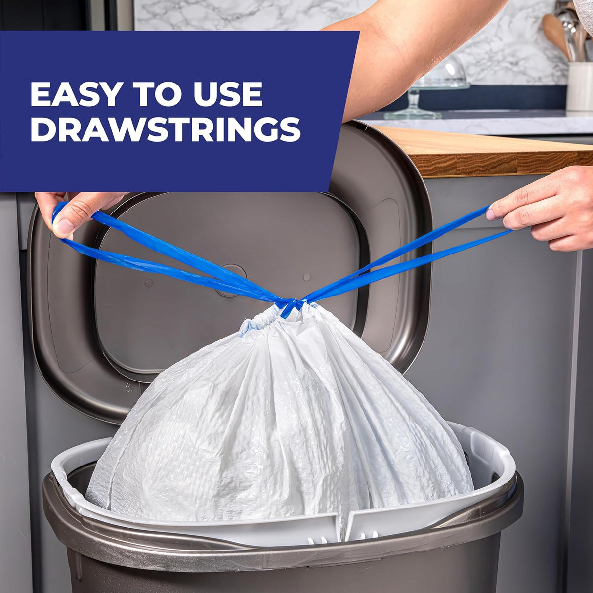 Hefty Bolsas de basura ultra fuertes de 13 galones, bolsas de basura altas para cocina, tamaño de 13 galones, resistentes a fugas, perforaciones y roturas, control continuo de olor, blanco, aroma a