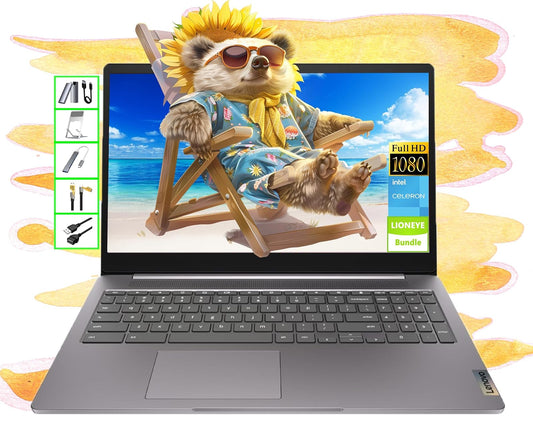 Lenovo Chromebook 15.6 FHD Intel Celeron N4500 4GB RAM 128GB Almacenamiento USB-C WiFi Webcam Chrome OS Gemini-AI Ultra Portátil, Ideal para Estudiantes