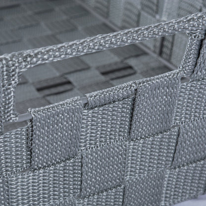 DII Duradero contenedor de almacenamiento de nailon tejido trapezoidal o canasta para organizar tu hogar, oficina o armarios, Gris, Bandeja, 1, 1