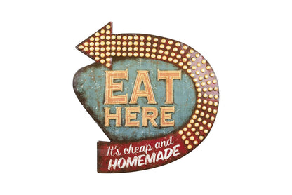 Creative Co-Op DA3913 Tin Eat Here Retro Wall Decor