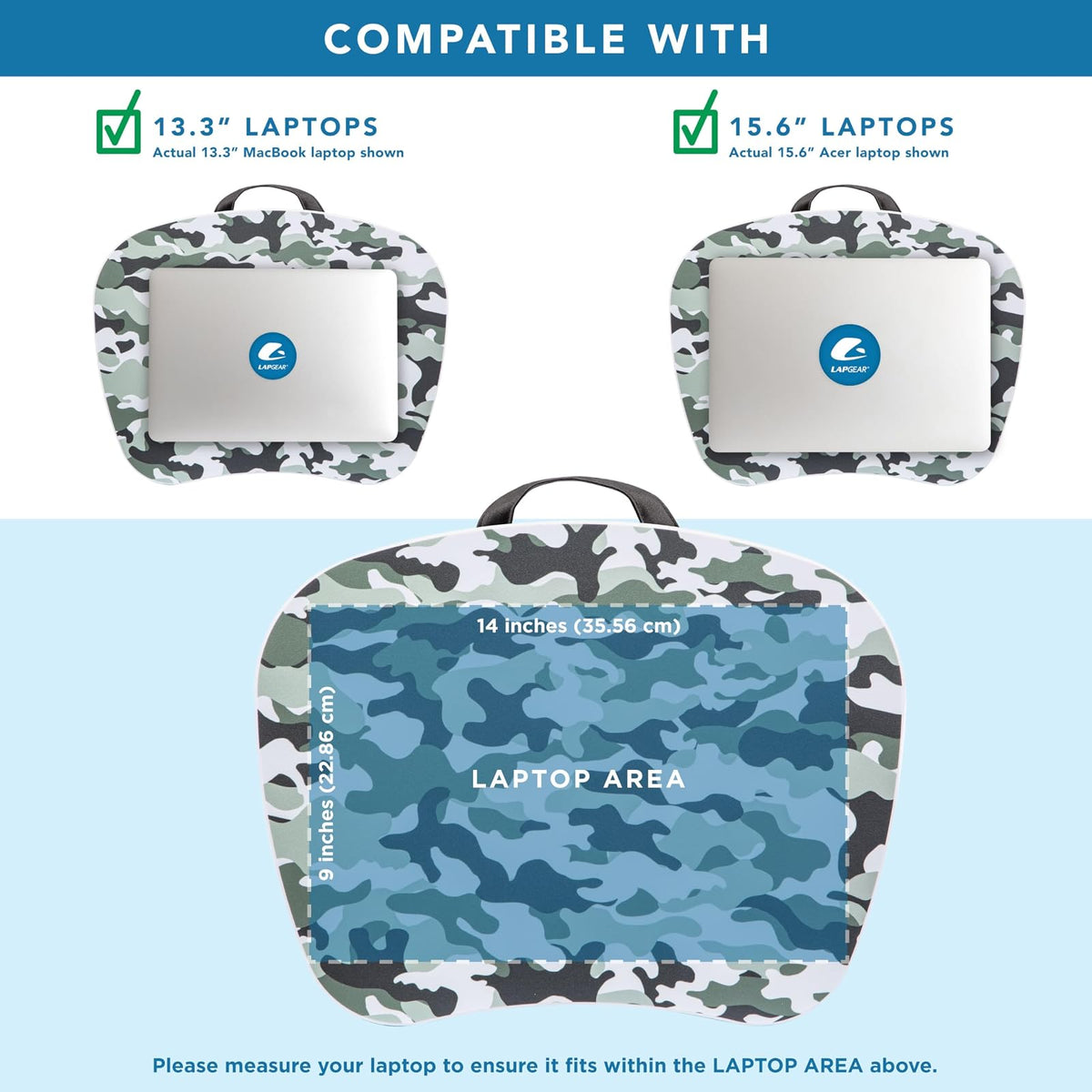 LAPGEAR MyStyle - computadora portátil con cojín - Camo gris - Se adapta a portátiles de hasta 15.6 pulgadas - Estilo No. 45325