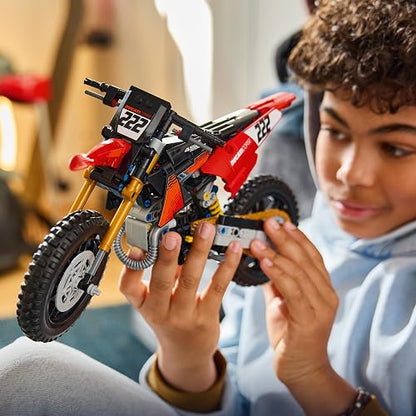LEGO Technic Moto Ducati Desmo450 MX Factory – Juguete de Construcción para Mayores de 10 Años – Vehículo con Dirección y Suspensión – Idea de Regalo para Niños y Niñas – 42238