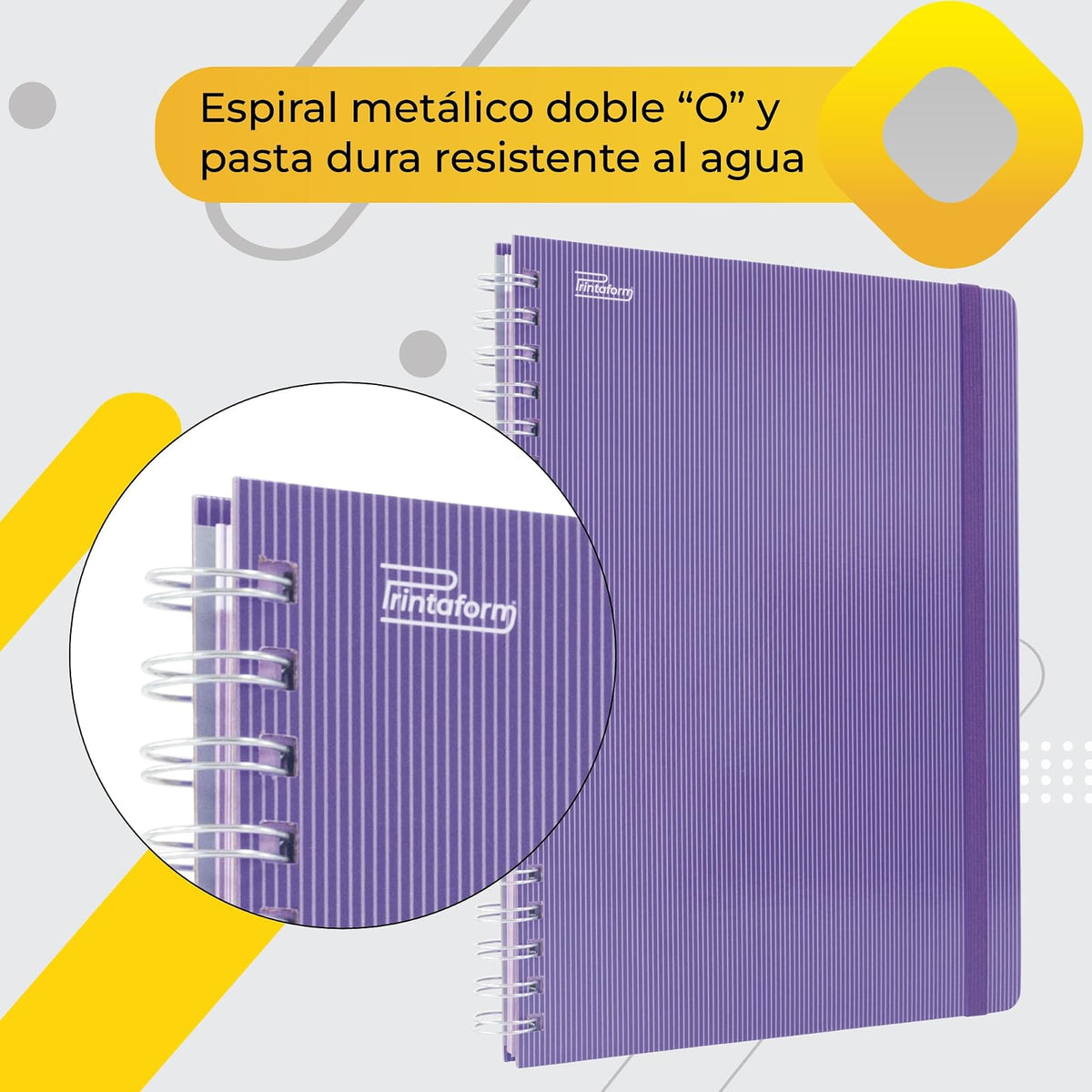 Printaform Libreta Profesional Arcoíris de Pasta Dura, 100 Hojas, Paquete de 6 piezas de Cuadro chico