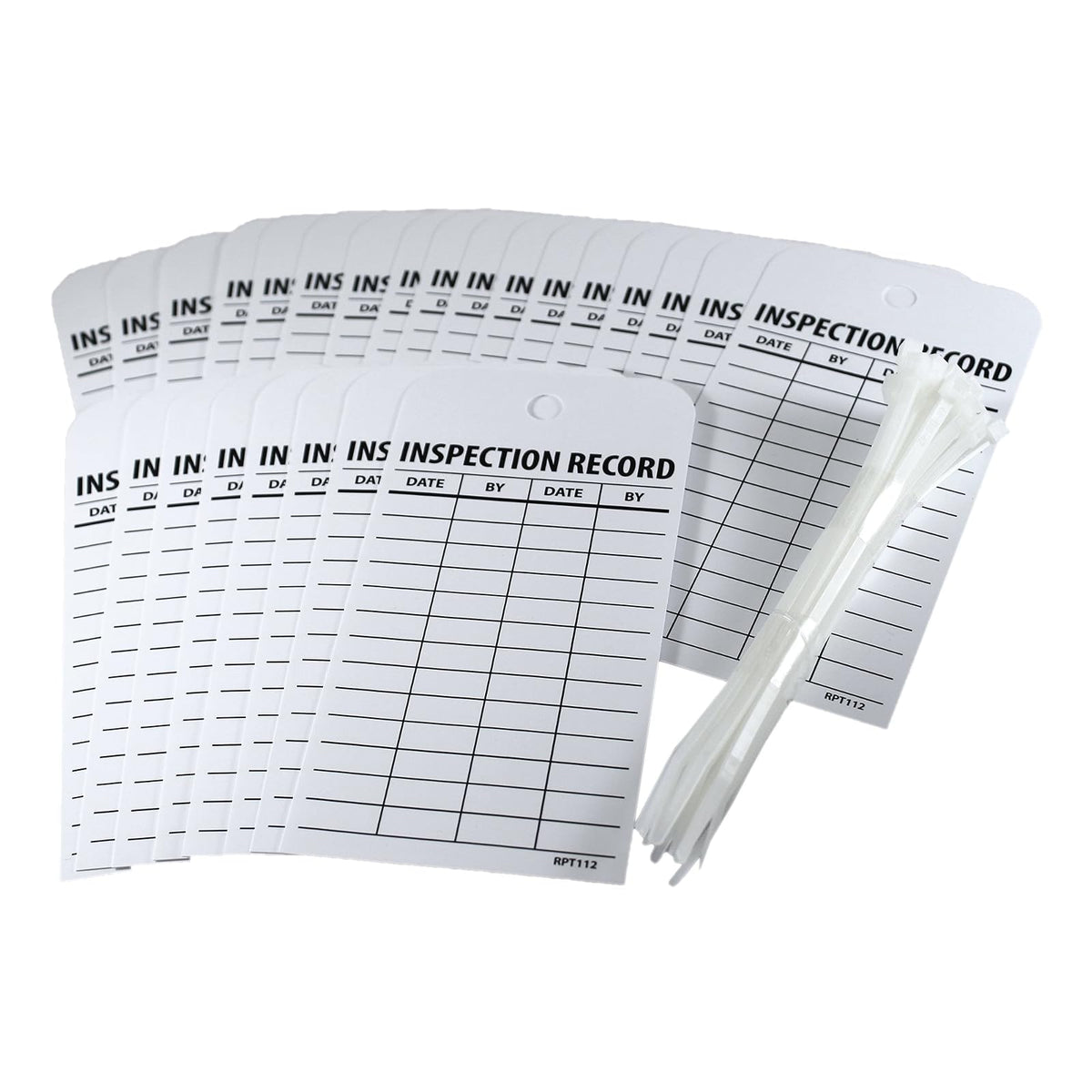 NMC RPT112 Accident Prevention Tag, INSPECTION RECORD, 3 Width x 6 Height, Unrippable Vinyl, Black on White (Pack of 25) by NMC
