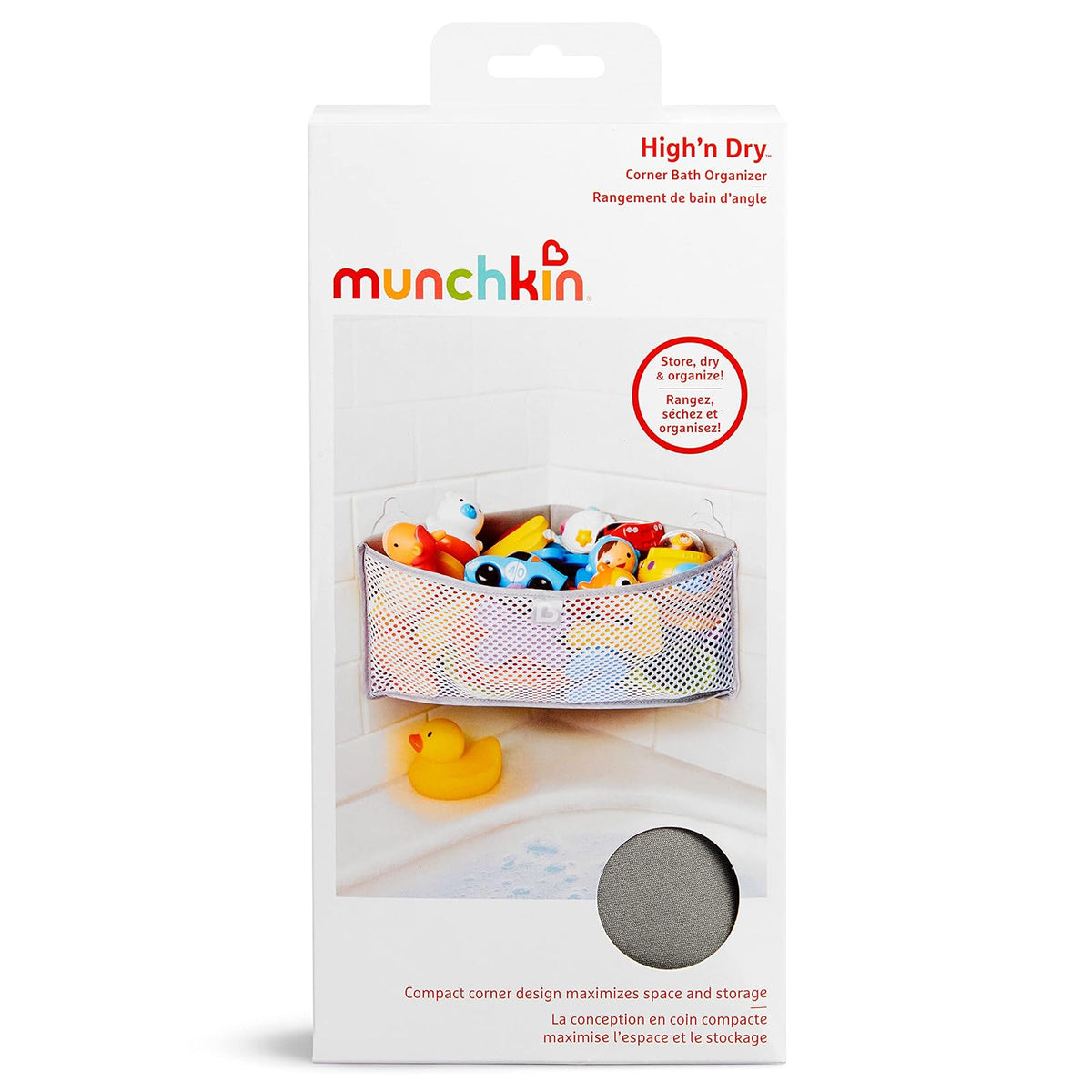 Munchkin® High 'n Dry™ Organizador y almacenamiento de juguetes de baño, gris