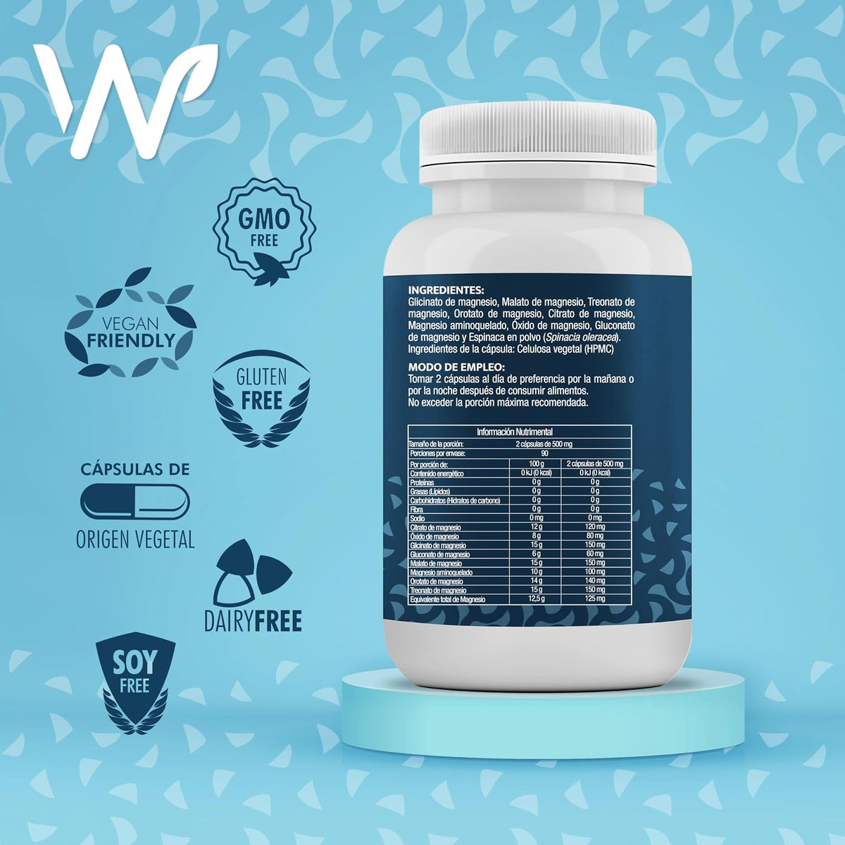 NW 8 MAG con 8 Magnesios 180caps - Citrato, Glicinato, Malato, Treonato de Magnesio y más | Ingredientes Naturales | Energia, Antioxidante | Natural Wisdom