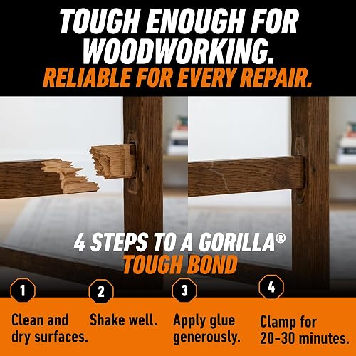Gorilla Pegamento para madera, botella de 36 onzas, color de madera natural, paquete de 1