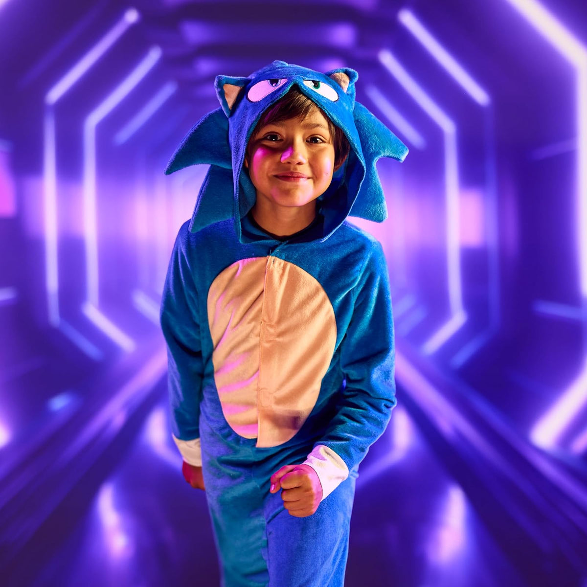 Disfraz de Sonic the Hedgehog, disfraz oficial de la película Sonic y tocado, talla M para niños (7-8)