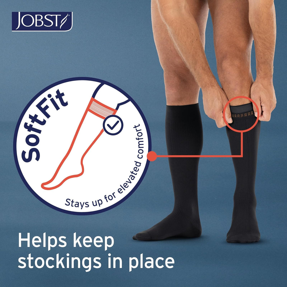 JOBST Formen Calcetines de compresión, Baja 15-20mmHg, Rodilla, Talla L | Punta cerrada, Color Negro, Compresión de Grado Médico