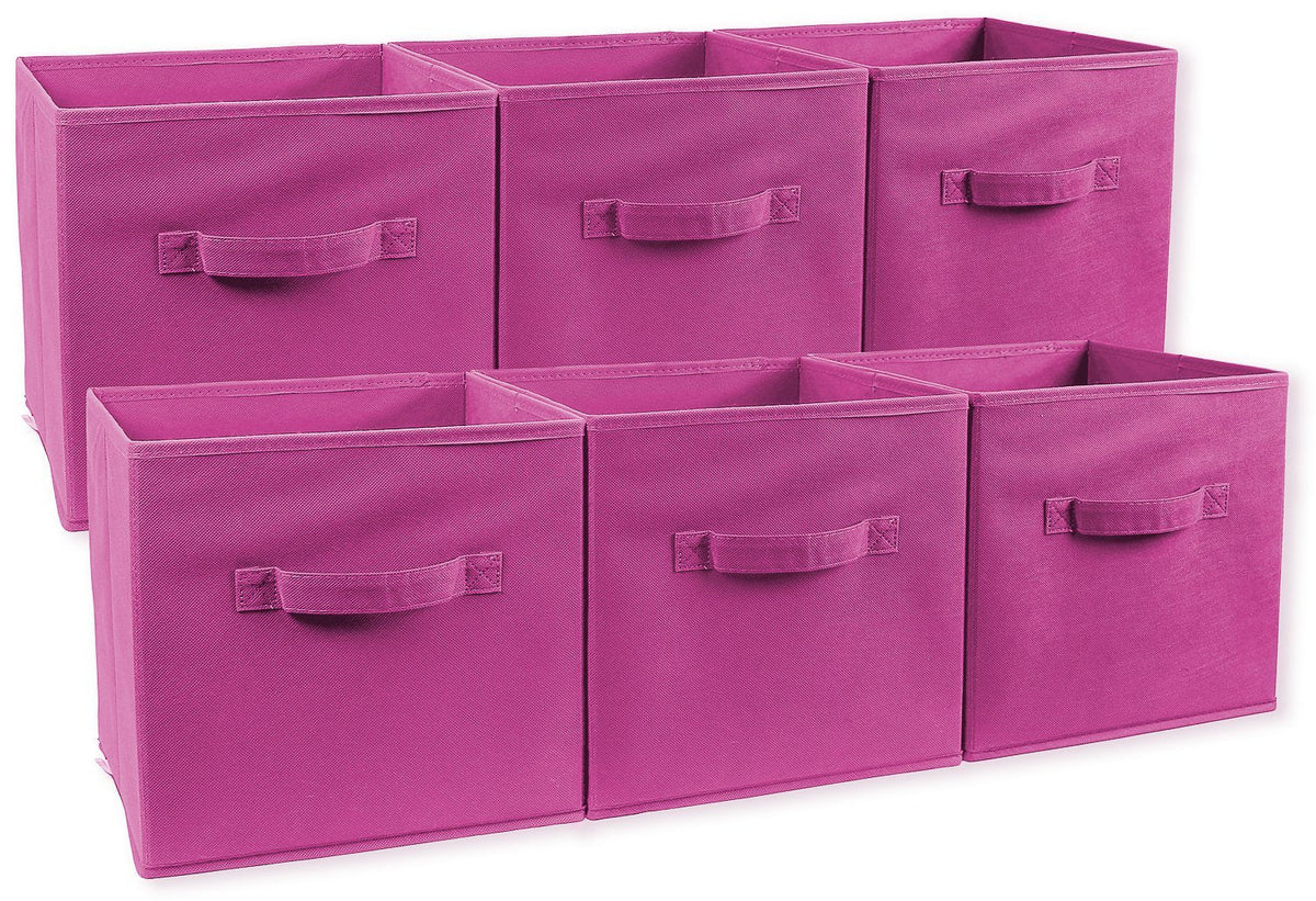 Greenco GRC2318 Foldable Non, Woven Fabric Storage Cubes, 6 Pack, Pink - Rosado