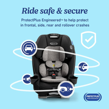 Graco Slimfit 3 en 1 Asiento de automóvil convertible, diseño ultra ahorro de espacio, Darcie 2.0, adecuado para respaldo trasero y delantero, asiento elevador de respaldo alto con reposacabezas de 10