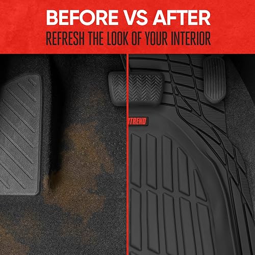 Motor Trend flextough Tortuga - Alfombrillas de Goma Resistente para Automóvil SUV Van & Truck - Todo Tipo de Clima protección - Plato Hondo (Negro), Negro