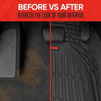 Motor Trend flextough Tortuga - Alfombrillas de Goma Resistente para Automóvil SUV Van & Truck - Todo Tipo de Clima protección - Plato Hondo (Negro), Negro