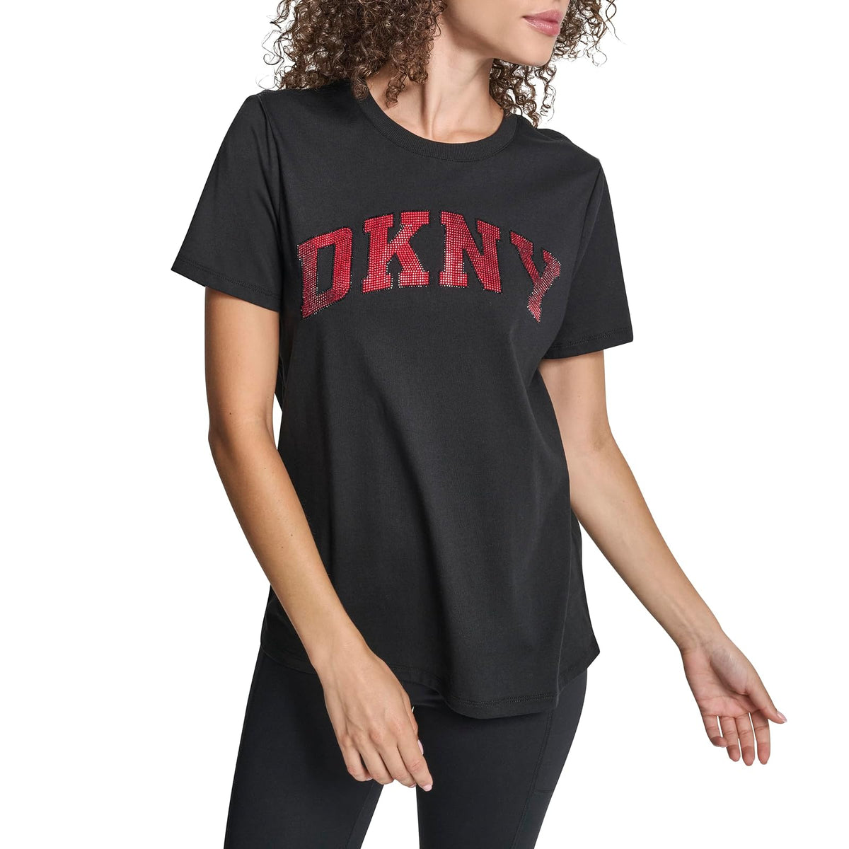 DKNY - Camiseta de Manga Corta de algodón con Logotipo Universitario para Mujer