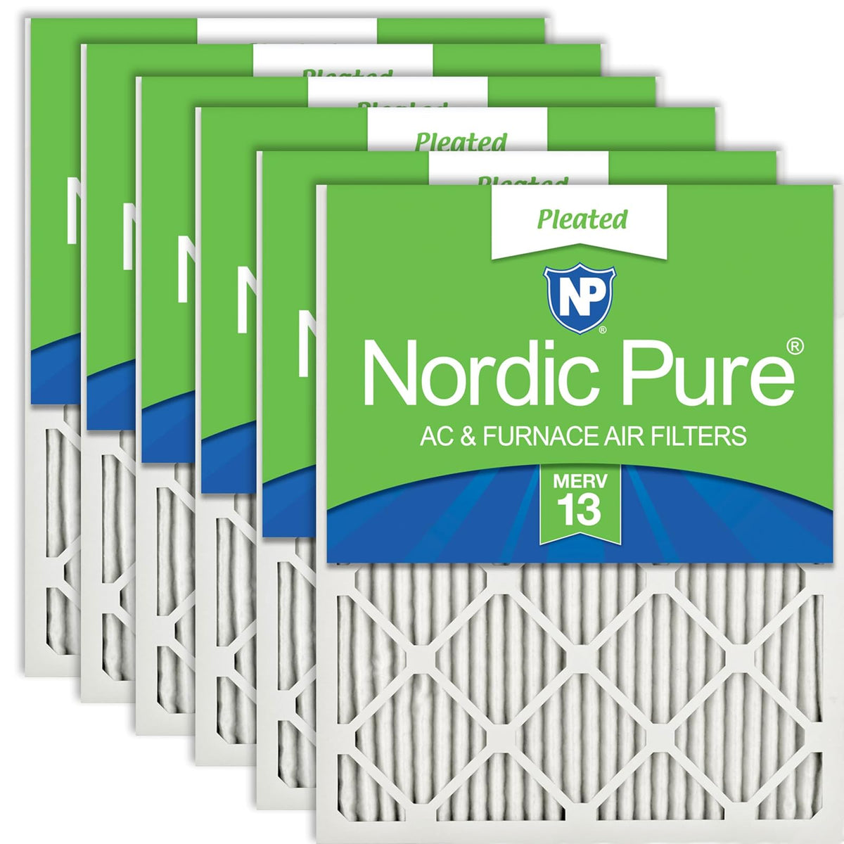 Nordic Pure MERV 13 Filtro de Aire Plisado para Muebles de CA, Caja de 6, Paquete de 6, 16x25x1M13-6