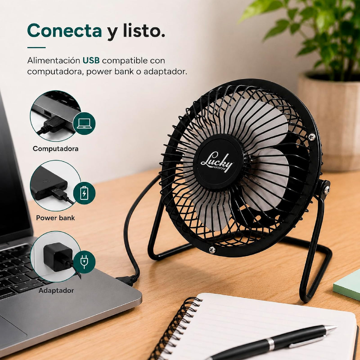 Ventilador USB LUCKY LIFESTYLE BLOWY 4" (10.16 cm)