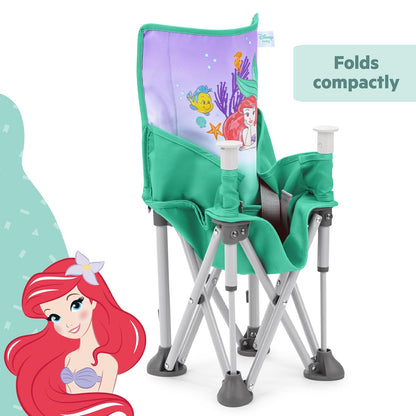 Asiento elevador portátil Pop 'N Sit Disney Princesa Ariel de Bright Starts, Uso Interior/Exterior, Asiento para el Piso con Bandeja para Comer, Azul 6 meses - 3 años