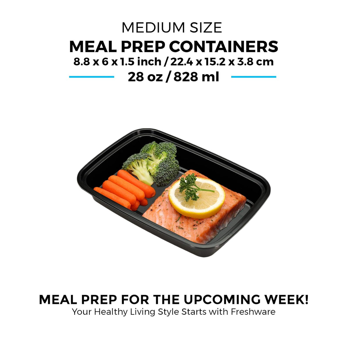 Freshware - Recipientes para preparación de comidas [15 paquetes] 1 compartimento para almacenamiento de alimentos con tapas, caja bento, sin BPA, apilables, aptos para