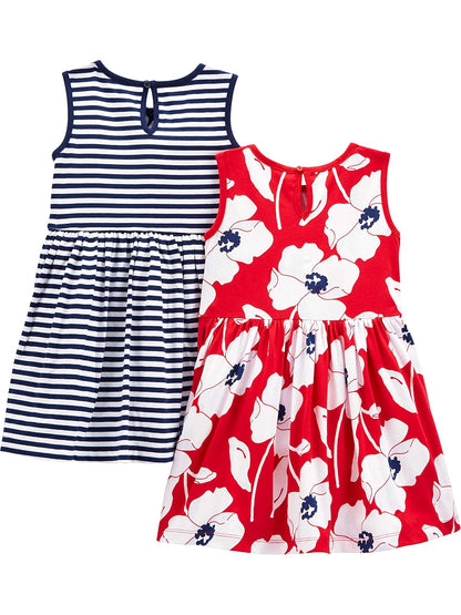 Simple Joys by Carter's Paquete de 2 Conjuntos de Vestidos de Manga Corta y sin Mangas Vestido Casual para Bebé-Niñas