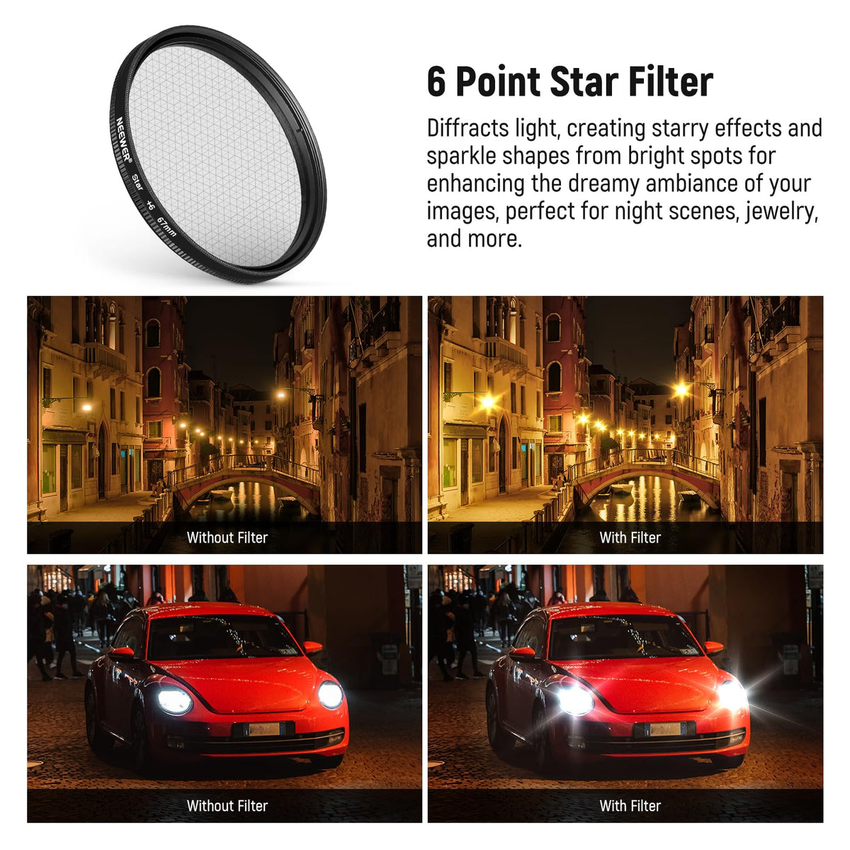 NEEWER Juego de 7 67mm Filtros ND, Compatible con Android Samsung Google Pixel Huawei Xiaomi Clip On CPL+ ND32 + Starlight + GND(Rojo/Naranja/Amarillo/Azul), Kit Accesorios Foto Lentes Cámara, FL-P11