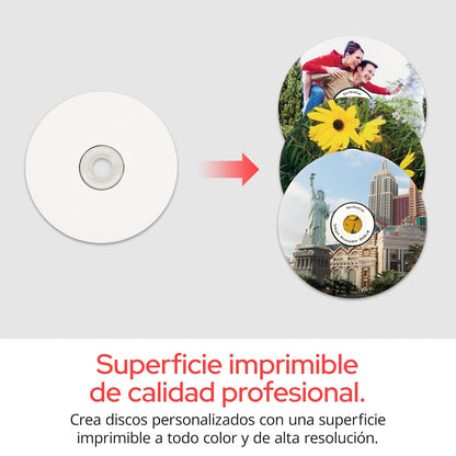 Verbatim DVD-r Media 16x 4.7gb 50-pkWhite Inkjet Printable Spindle 95137, 50 Discos, Blanco