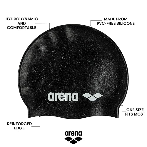 Arena - Gorro de natación de Silicona Unisex para Adultos, Entrenamiento y Carreras, 100% Silicona, sin Arrugas, sólidos y Estampados