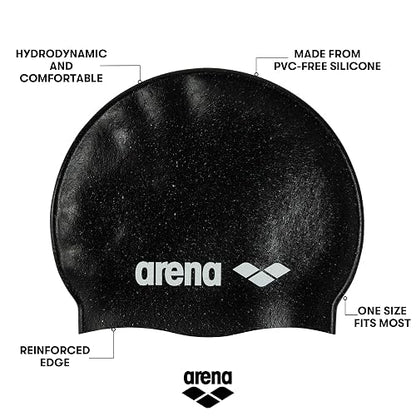 Arena - Gorro de natación de Silicona Unisex para Adultos, Entrenamiento y Carreras, 100% Silicona, sin Arrugas, sólidos y Estampados