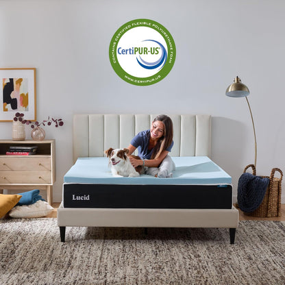 Lucid - Colchoneta de Memory Foam con Gel Refrescante - Sobrecolchón Ventilado de 5 cm - Topper Suave y Acolchado para Colchón - Alivia Puntos de Presión - King