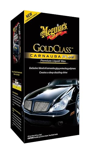 MEGUIAR'S G7016 Gold Class Carnauba Plus Premium Cera líquida de 16 onzas líquidas + Oficial Gold Class Esponjas Aplicadores W0004 4 Piezas