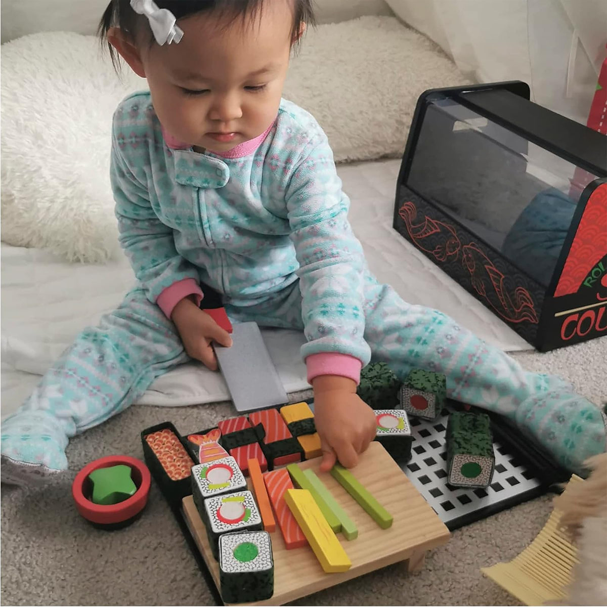 Melissa & Doug Juego de madera para rebanar sushi