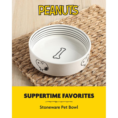 Peanuts Snoopy - tazón para perros con diseño de hueso, tazón de agua o comida de gres de 6.5 pulgadas para perros pequeños a medianos, bonito plato de dibujos animados para mascotas, duradero y fácil