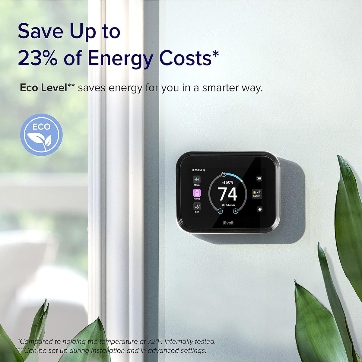 LEVOIT Termostato Inteligente para el hogar, termostato Digital programable WiFi, Funciona con Alexa y Sensor Inteligente, Ahorro de energía, Pantalla táctil Grande, Adaptador C-Wire Incluido
