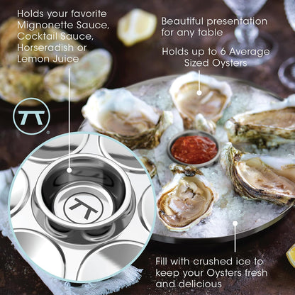 Outset Bandeja para ostras, 6 ranuras y taza para condimentos