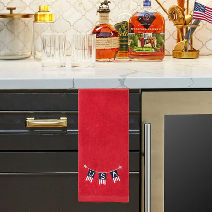 SKL HOME by Saturday Knight Ltd. USA Banner Toalla de Mano, Paquete de 2, Rojo