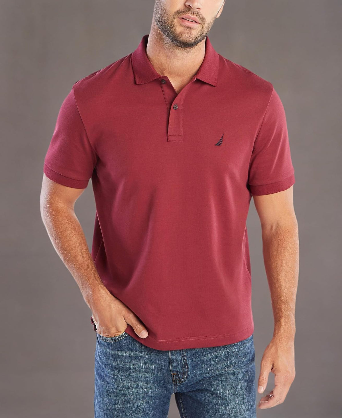 Nautica Polo de piqué de algodón elástico de Manga Corta para Hombre