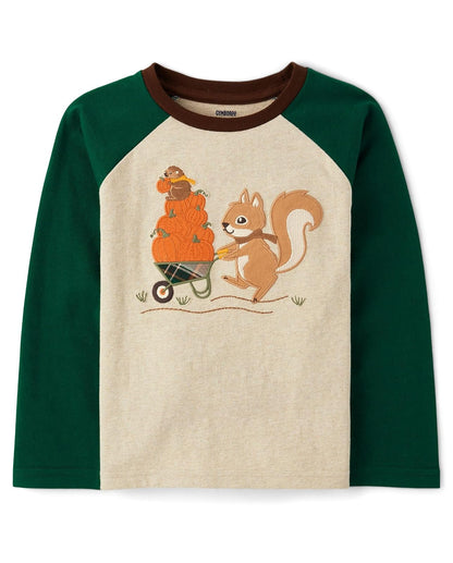 Gymboree Camisetas raglán de Manga Larga con Estampado Bordado para niños pequeños Camisa para Niños