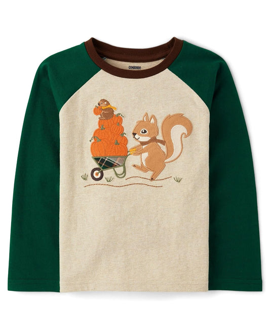 Gymboree Camisetas raglán de Manga Larga con Estampado Bordado para niños pequeños Camisa para Niños