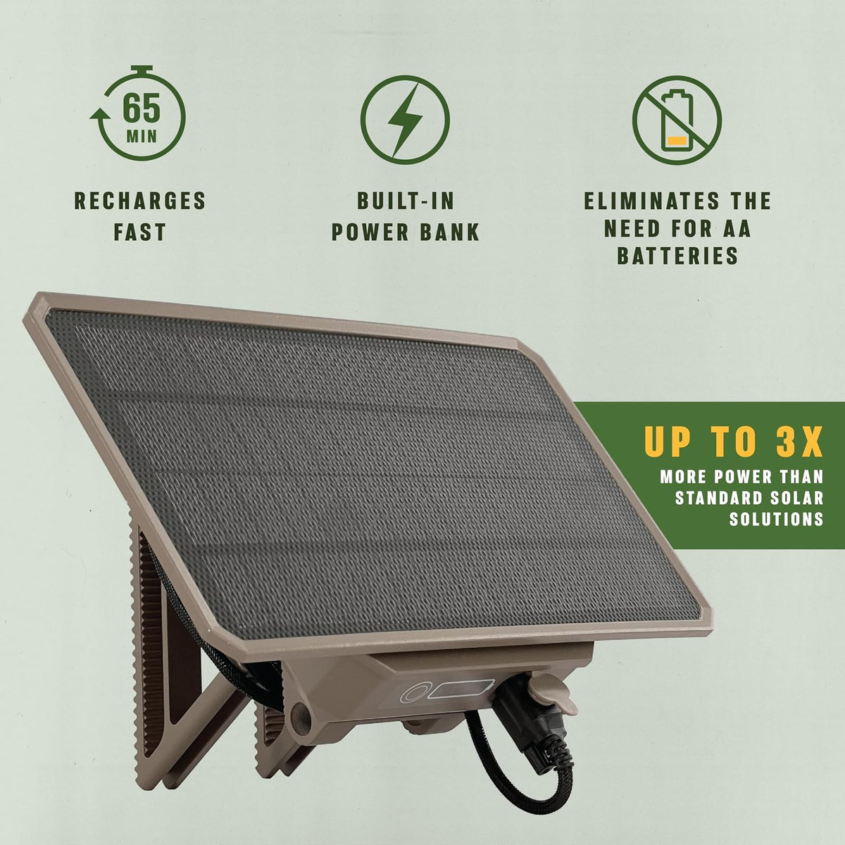 Moultrie - Paquete de energía para Panel Solar, 3.4 W, Panel Solar Gen 2 con batería para cámaras de Rastro, 7.2 V, 3350 mAh