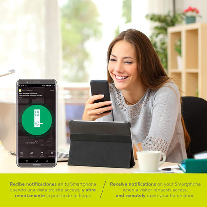 Lloyd's LC-1298 - Cerradura Inteligente Wifi, Para Puertas con Grosor de 3.8 cm - 8 cm, 5 Métodos de Apertura, Teclado con Luz, Negro