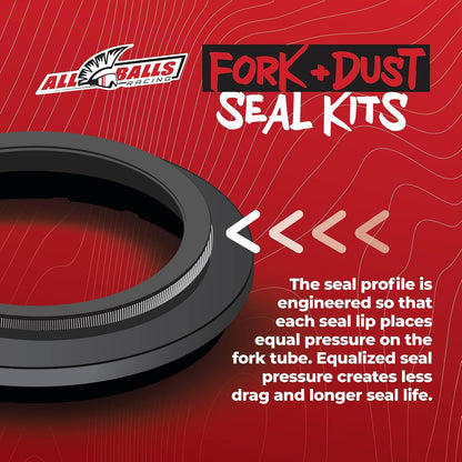 All Balls Racing Kit de Sellado de Horquilla y Polvo 56-129 Compatible con Honda, Kawasaki, Suzuki, Yamaha, Multi