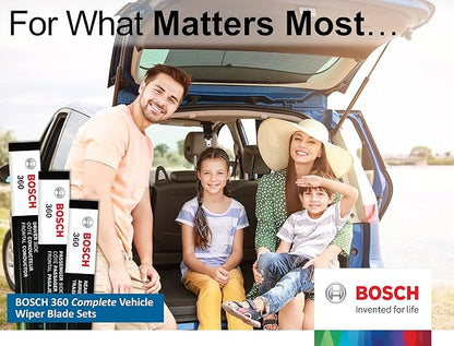 Bosch B36010 360 Limpiaparabrisas Delantero (24" & 18") + Trasero (14") | Reemplazo completo de la escobilla del limpiaparabrisas del vehículo