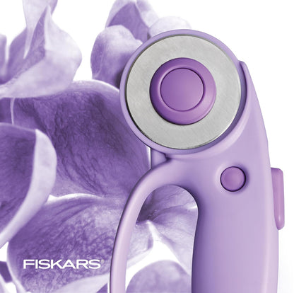Fiskars - Cortador rotativo de bucle, Explore Collection Ultra Lila, hoja de acero de precisión para tela, fieltro y vinilo, 45 mm