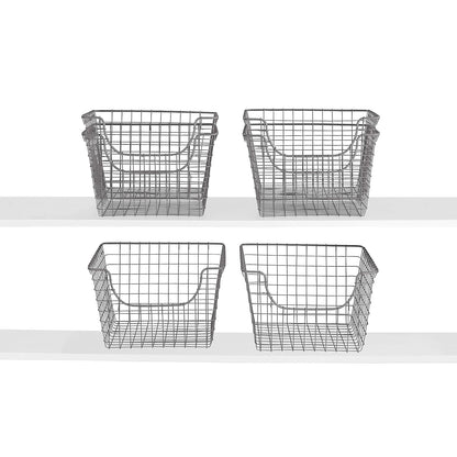 Spectrum Diversified Scoop Wire Storage Basket, Medium, Industrial Gray, 6-Pack