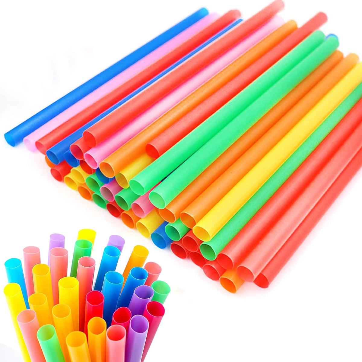 Concession Essentials Neon Jumbo 7.75 UN 500 - Popotes jumbo de neón de 7.75 pulgadas sin envolver 500 unidades (paquete de 500), multicolor neón (CENeon7.75 sin envolver, 500 CT)