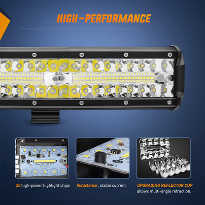 Nilight Juego de Barras de luz LED, 300 W, 300 W, Triple Fila, Foco de inundación, 2 Piezas de 4 Pulgadas 60 W de Triple Fila LED con arnés de cableado para iluminación Todoterreno ATV Barco