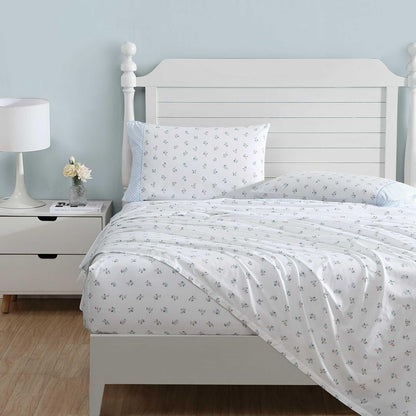 Laura Ashley - Juego de sábanas King de algodón percal Transpirable, 200 Hilos, decoración Floral para el hogar (Rosa, King)